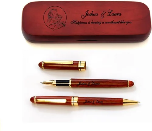 Miniatura 5 de Estuche de madera de arce personalizado y dos bolígrafos para el día de San Valentín