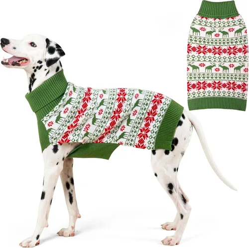 Miniatura 13 de KYEESE - Suéter de Navidad para perros con diseño de renos para perros pequeños, ropa a cuadros de búfalo rojo con agujero para la correa para días