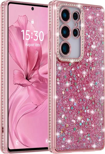 Miniatura 12 de FABSPARK Funda para Samsung Galaxy S22, Cristal Brillante Diamante Pedrería Lentejuela Brilloso Reluciente Espumoso Brillante Lujoso Galvanizado