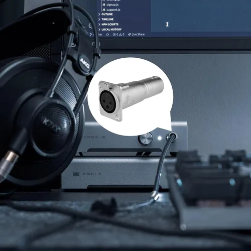 Miniatura 5 de Conector XLR hembra a macho de 3 pines para montaje en panel, acoplador adaptador de micrófono duradero con toma de montaje de alimentación, ideal