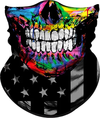 Miniatura 39 de Obacle Bandana máscara facial cuello polaina tubo máscara hombres mujeres para protección solar contra el polvo Bandera de calavera blanca y negra