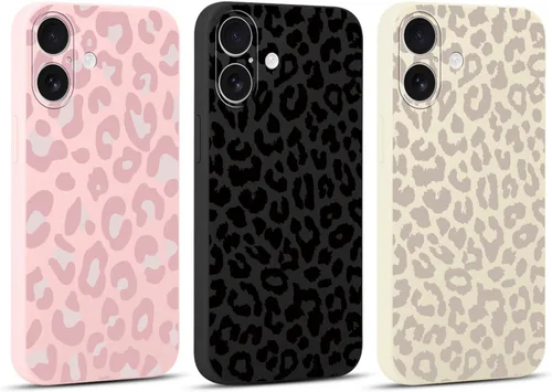 Miniatura 29 de Paquete de 3 Fundas Bonitas con Estampado de Guepardo para iPhone 13/14 de 6.1" Funda de Teléfono, Fundas de Diseño Estético de Leopardo Silicona