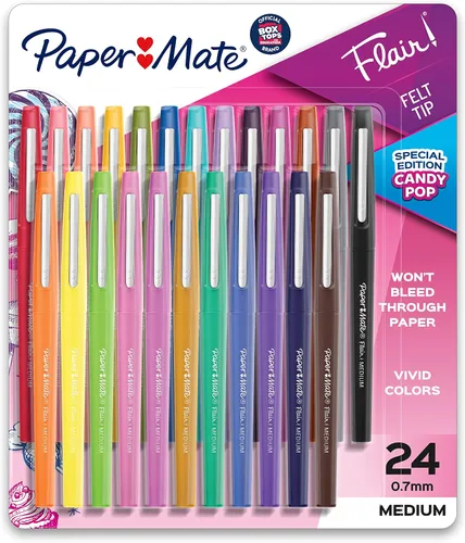 Miniatura 2 de Paper Mate Flair Bolígrafos de punta de fieltro, punta media, paquete Candy Pop de edición limitada, 24 unidades (1979425) y bolígrafos de gel