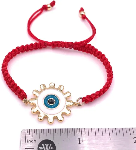 Miniatura 3 de LESLIE BOULES Pulsera tejida de cuerda roja de mal de ojo para mujer, joyería artesanal, Cristal