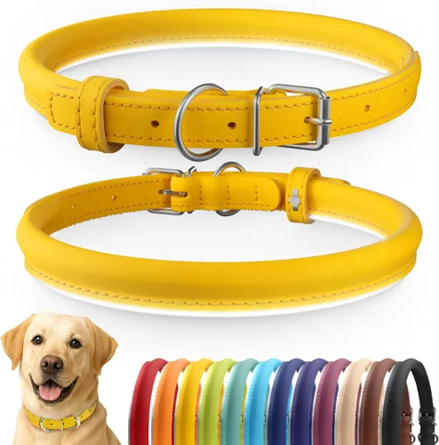Miniatura 7 de CollarDirect Collar de perro con tachuelas, collares de cuero para mascotas para perros pequeños, medianos y grandes, acolchado suave, marrón, negro