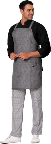 Miniatura 4 de Delantal Oxford Denim - Delantal para mujer y hombre con ojos metálicos. Correas ajustables en la espalda y cintura. Para trabajo de cocina, chef.