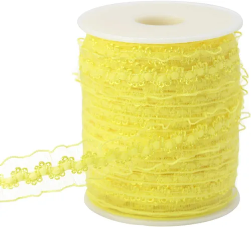 Miniatura 20 de Cinta de encaje elástica negra con volantes de 20 yardas para coser de 1 pulgada de organza de doble onda, ajuste de encaje, ropa y ropa