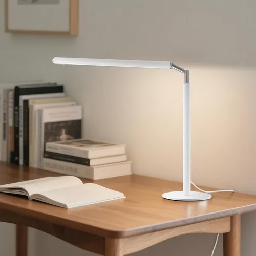 Miniatura 8 de Lámpara de Escritorio LED Blanca - Luz de Escritorio Industrial Plegable para Oficina en Casa, Lámpara de Mesa Regulable de 15W para Lectura