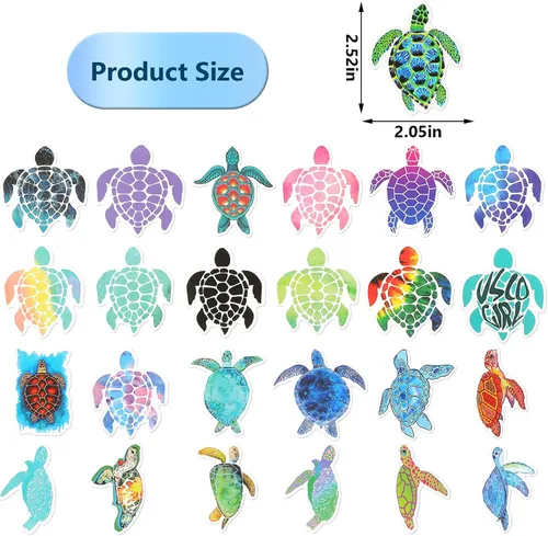Miniatura 3 de 100 calcomanías de verano coloridas tortugas marinas, tortugas marinas, calcomanías de vinilo impermeables para bricolaje, laptop, motocicleta