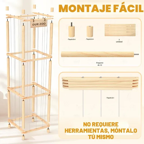 Miniatura 6 de Woodure Almacenamiento y Organizador de Animales de Peluche, Soporte de Juguete de Zoo de Madera Bonito para Habitaciones de Niños Pequeños, Salas