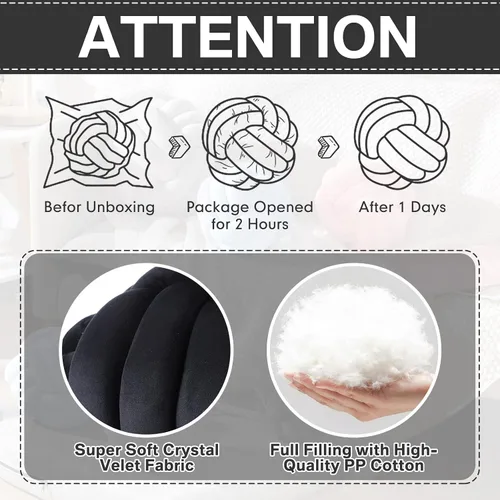Miniatura 5 de Namalu 2 bolas de almohada de nudo suave, manta redonda decorativa, almohadas de felpa anudadas suaves, cojines de bolas de relleno hechos a mano