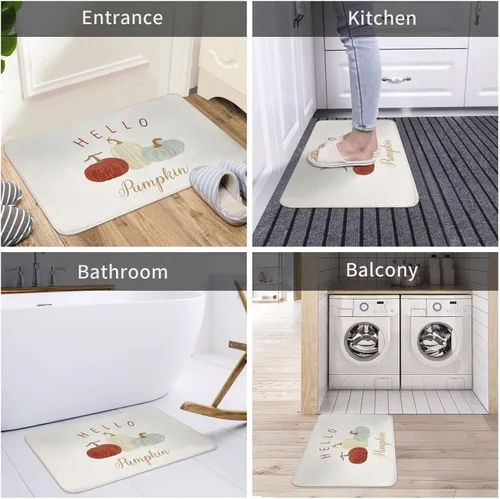 Miniatura 5 de Tapete de baño de Acción de Gracias, toalla de mano de calabaza, otoño, tapete de ducha de espuma viscoelástica, antideslizante, toalla