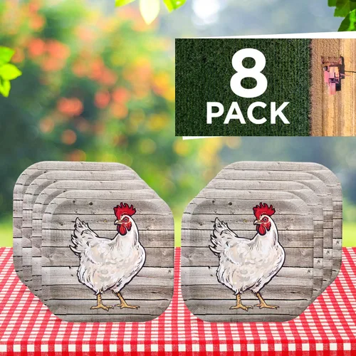 Miniatura 4 de Havercamp 8 platos de fiesta de madera de granero Papel temático de madera para picnics y fiestas Plato de pollo cuadrado de 9 pulgadas