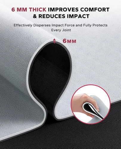 Miniatura 5 de HAPBEAR Large Yoga Mat - 72"x36" Extra Wide Exercise Mat - 1/4" Thick Dual Color PVC Anti-Slip Surface & High Cushioning - Ideal for Yoga, Pilates