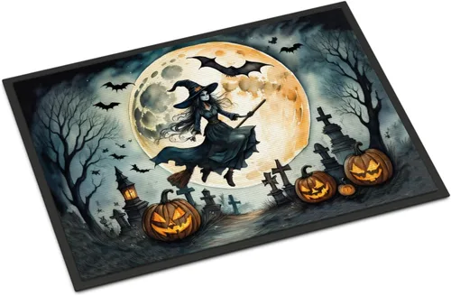 Miniatura 76 de Caroline's Treasures DAC2223MAT - Felpudo espeluznante de Halloween con gato negro de 18 x 27 pulgadas, tapete para puerta delantera