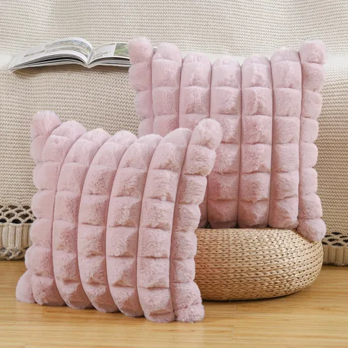 Miniatura 11 de MADIZZ Juego de 2 fundas de almohada de lana sintética a cuadros de 12 x 20 pulgadas / 12.0 x 20.0 in., súper suaves, bohemias, decorativas