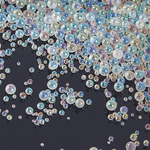 Miniatura 4 de OLYCRAFT 210g 1~3mm Cuentas de Cristal con Burbujas Sin Agujero Iridescentes Cuentas de Gotas de Agua Burbuja Cuenta de Cristal Iridescente