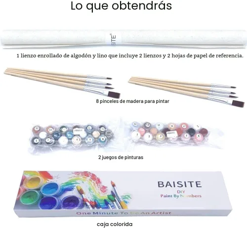 Miniatura 6 de BAISITE Kit de pintura por números para adultos principiantes, 12 pulgadas de ancho x 16 pulgadas de largo, paquete de 2 lienzos para kits