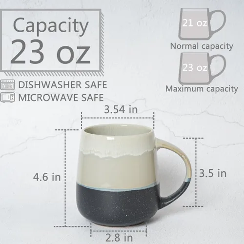 Miniatura 2 de Bosmarlin - Taza de cerámica mate extra grande para café, 23 onzas, apta para lavavajillas y microondas, taza grande para té para oficina y hogar
