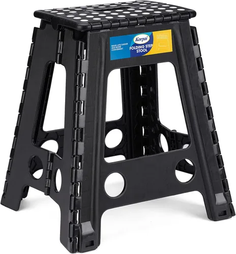 Miniatura 12 de Korpai Taburete plegable de 16 pulgadas para adultos y niños con capacidad para hasta 300 libras, taburetes plegables antideslizantes con mango