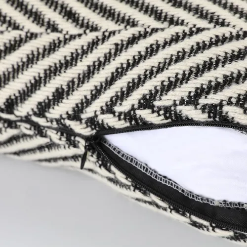 Miniatura 5 de vctops Funda de cojín de punto bohemio en blanco y negro, funda de cojín tejida con flecha, decoración cuadrada para sofá, dormitorio, sala