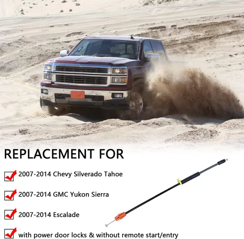Miniatura 6 de Cable de pestillo de puerta de 16.5 pulgadas compatible con Chevy Silverado Tahoe Yukon Sierra Escalade 2007-2014, puertas delanteras laterales