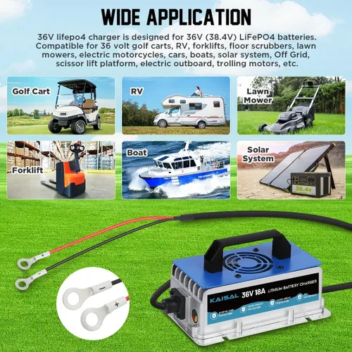 Miniatura 3 de Cargador de batería de litio 36 voltios/43.8V 18A para batería LiFePO4 de 36V (38.4V) 0V de activación 36V cargador Lifepo4, IP67 impermeable