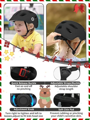 Miniatura 4 de Casco XJD para niños pequeños, casco de bicicleta para niños, ajustable, multideporte, para patinetas, para niños y niñas, liviano, para niños de 1