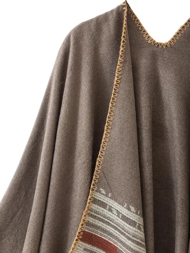 Miniatura 190 de Urban CoCo Poncho de colores para mujer, chal con frente abierto, color en bloques