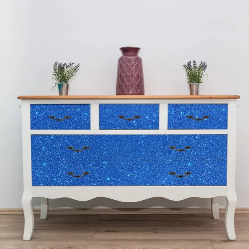 Miniatura 7 de VEELIKE Papel tapiz con purpurina azul para pegar y despegar, papel de contacto con purpurina para armarios, cajones, decoración de pared, 15.7 x