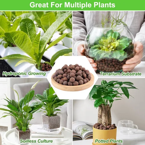 Miniatura 5 de Riare Guijarros de arcilla expandida orgánica de 2 libras, bolas de leca natural de 0.157 a 0.630 pulgadas, ligeras piedras de arcilla hidropónica