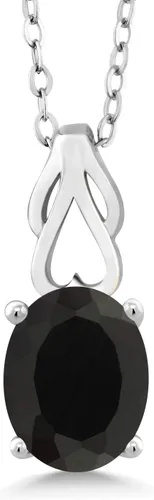 Gem Stone King Collar de plata de ley 925 con piedra natal ovalada de 0.354 x 0.276 in | Collar con colgante solitario para mujer | Con cadena de