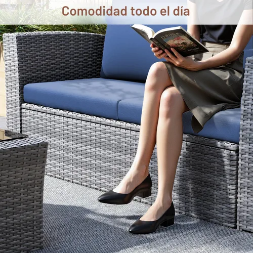 Miniatura 4 de Wisteria Lane Juego de muebles de patio de 4 piezas, conjunto de muebles de mimbre para conversación al aire libre, sofá de patio para todo