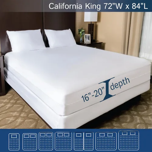 Miniatura 2 de Protector de colchón California King contra chinches, funda impermeable con cremallera - Bolsillo profundo que se adapta hasta 20" de profundidad