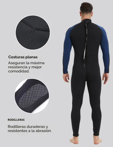 Miniatura 4 de Trajes de neopreno Lemorecn para hombre de 3/2 mm, traje de buceo de cuerpo entero Hombres 0.118 in Negro+Azul
