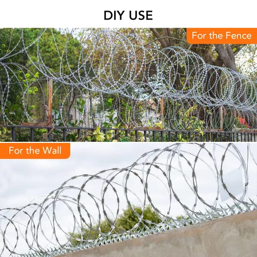 Miniatura 7 de Towallmark Alambre de maquinilla de afeitar de 500 pies, 50 pies por rollo, acero galvanizado, plata, valla de afeitar, alambre de púas, cercado