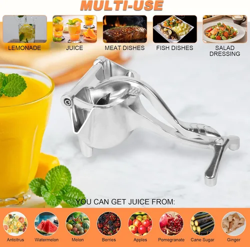 Miniatura 7 de Exprimidor de limón grande, exprimidor manual de frutas de aleación de aluminio, exprimidor de cítricos resistente para limones, naranjas, granadas
