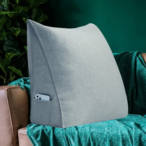 Miniatura 6 de Johnear Almohada triangular para cabecero, almohada de cuña de algodón y lino, almohada grande para respaldo de lectura para sofá y cama, soporte
