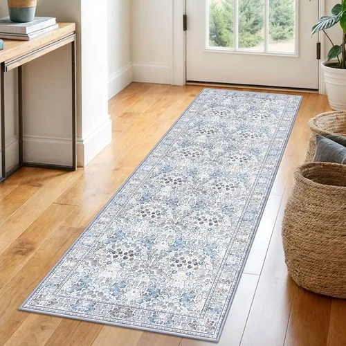 Miniatura 10 de SIILOOM Alfombra antideslizante de pasillo moderna de 2 x 5, súper suave, para pasillos, decoración para cocina, alfombras para pasillos sin 2-Verde