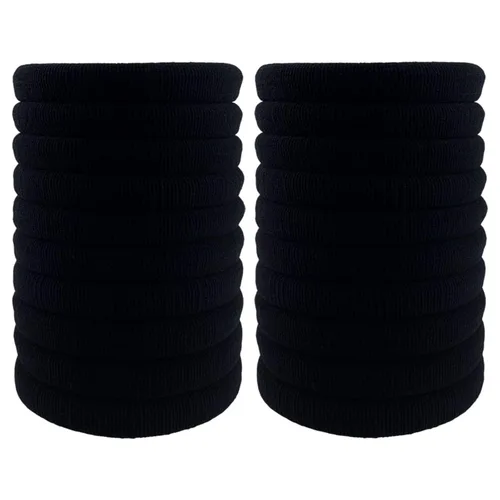 Miniatura 10 de 20 ligas de algodón, elásticas, gruesas y sin costuras para el pelo, ideales para peinados y coletas cabello abundante, grueso y ondulado Mejora