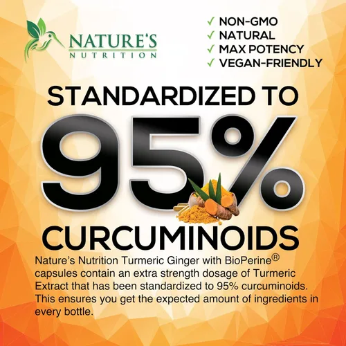Miniatura 7 de Suplemento de curcumina de cúrcuma – 2000 mg de cúrcuma orgánica por porción – 95% curcuminoides, jengibre y pimienta negra BioPerine para una mejor