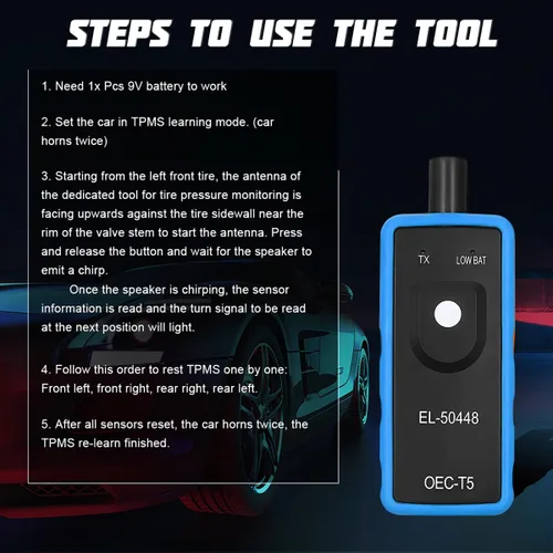 Miniatura 5 de AICEL TPMS Herramienta de reaprendizaje para vehículos GM, EL-50448 Herramienta de reinicio de activación del sensor de presión de neumáticos