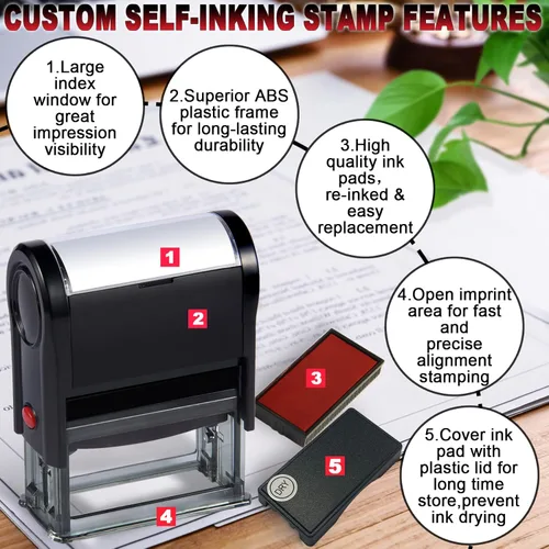 Miniatura 4 de Sello Pagado con Fecha Sellos de Oficina Autoentintados Personalizados para Suministros Comerciales Sellos Comerciales de Goma Personalizados