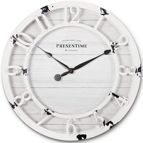 Miniatura 15 de Presentime & Co - Reloj de pared de la serie Farmhouse de 21 pulgadas, estilo Shiplap, número arábigo 3D elevado, acabado galvanizado. Decoración