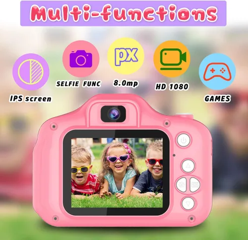 Miniatura 2 de Seckton - Cámara de selfie mejorada para niños, regalos de cumpleaños de Navidad para niñas de 3 a 9 años, cámaras de video digital HD para niños
