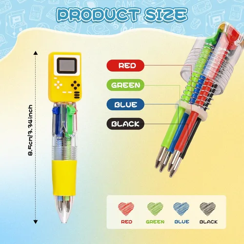 Miniatura 2 de LiYiQ 25 Piezas Bolígrafos Multicolores de Videojuegos en Uno de Dibujos Animados Lindos y Divertidos 4-en-1 Bolígrafos Lindos a Granel Kawaii