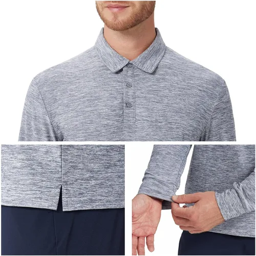 Miniatura 32 de NAVISKIN Camisas polo de manga larga para hombre, camisas de golf con cuello UPF 50 SPF para hombre, secado rápido, absorbe la humedad
