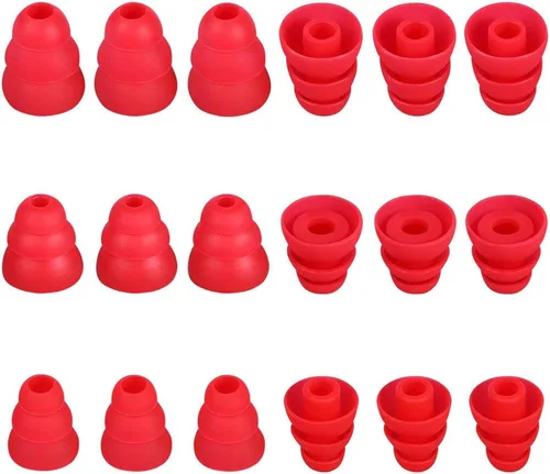 Almohadillas de silicona con triple brida de repuesto, tres bridas, aislantes de ruido, aptas para orificio interior de 0.157 in a 0.201 in, 9 pares