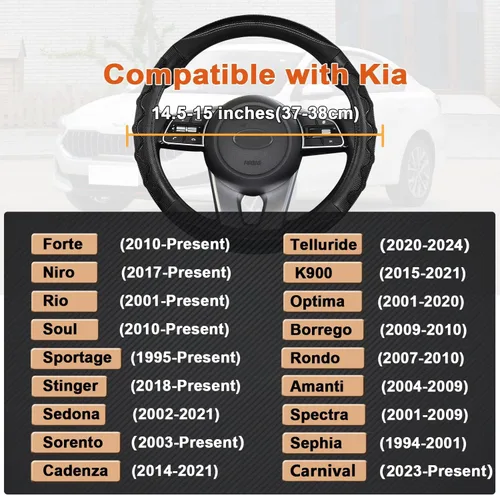 Miniatura 2 de Funda para volante GIANT PANDA para Kia Soul, Sportage, Forte, Optima, Telluride (3D Honeycomb-Rojo-Tamaño estándar)
