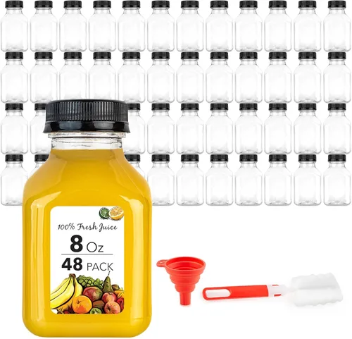 Miniatura 8 de Botellas de jugo de 8 onzas con tapas, recipientes reutilizables de plástico transparente para bebidas (paquete de 12) - Mini botellas de agua